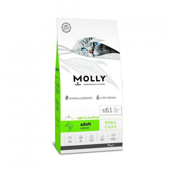 Molly Light & Sterilised Somonlu Kısır Kedi Maması 15 kg - 1
