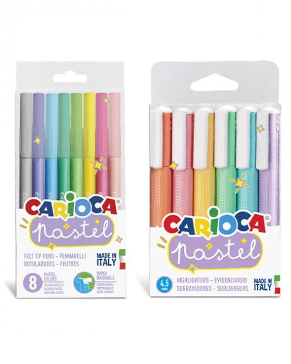 Carioca Pastel Renkler Keçeli Kalemler ve İşaretleme Kalemleri 2li Set