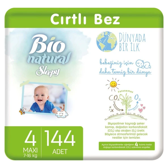 Bio Natural Bebek Bezi 4 Numara Maxi 144 Adet