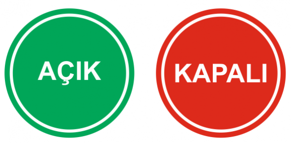 Açık - Kapalı Yazısı (35 cm ) - 5