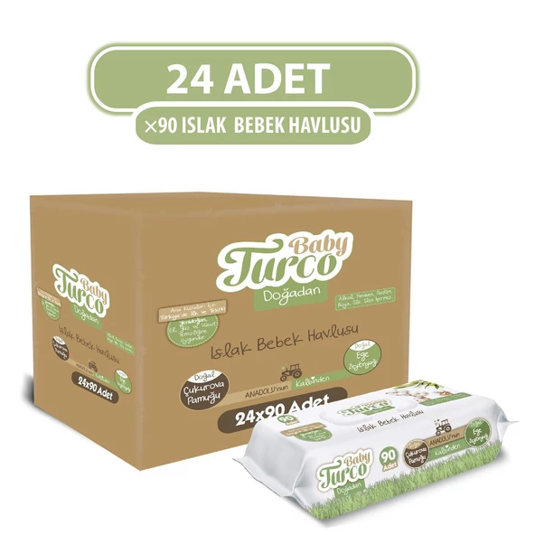 Baby Turco Doğadan Yenidoğan Islak Bebek Havlusu 24X90 Yaprak - 2