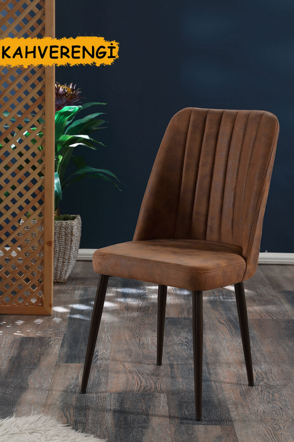 MyMassa Vento Sandalye - Mutfak Sandalyesi - Metal Ayaklı - Kahve