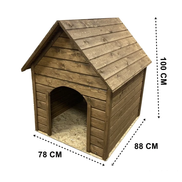 Reyo Pet Suya Soğuğa Dayanıklı Büyük Boy Ahşap Köpek Kulübesi Sokak Köpek Evi 100x100x78 cm Ceviz - 4