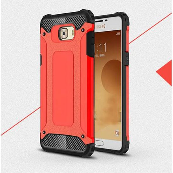 Samsung Galaxy C7 Pro Sert Zırh Çift Katmanlı Kılıf-Tank Korumalı - 9