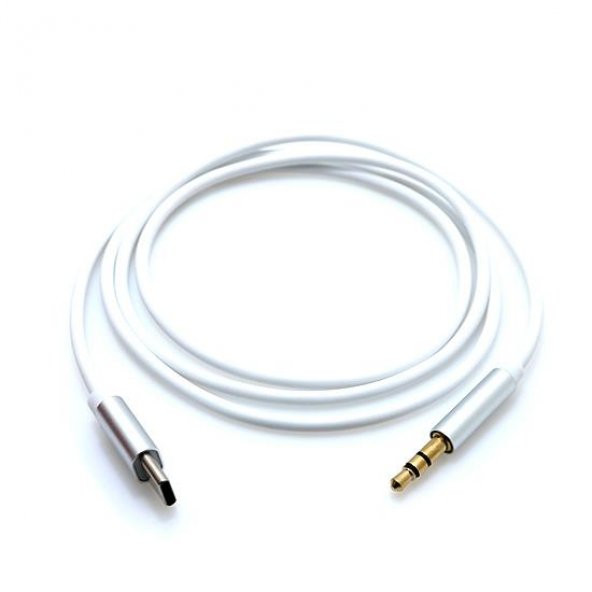 Type-C Aux Kablosu 3.5 mm Jak Siyah Kablo Altın Uçlu - 3