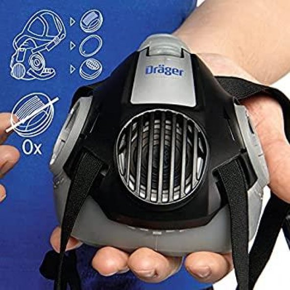 Dräger X-Plore 3300  Yarım Yüz Maskesi Filtresiz Mavi - 5