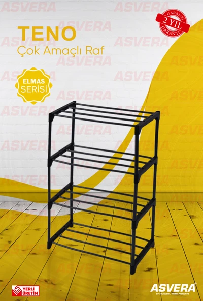 Elmas Serisi - Teno Çok Amaçlı Raf - 4 Katlı Metal Ayakkabılık - Organizer - Kitaplık - Çiçeklik