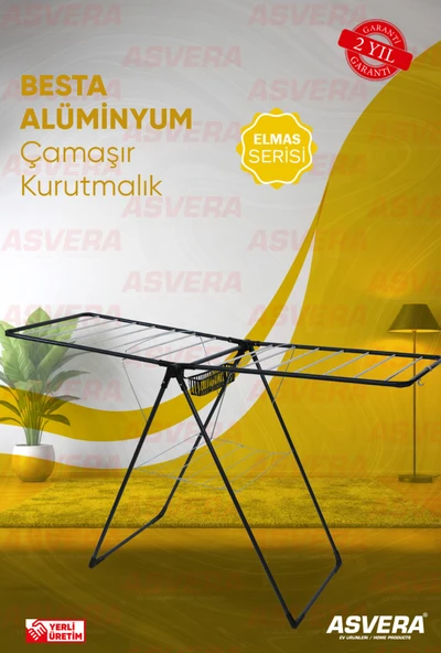 Elmas Serisi - Besta Yarı Alüminyum Çamaşır Kurutmalık - Sepetli Çamaşır Kurutma Askısı
