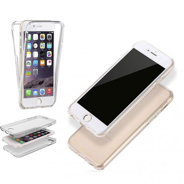 Apple iPhone 8 360 Derece Şeffaf Silikon Kılıf Komple Koruma - Resim 4