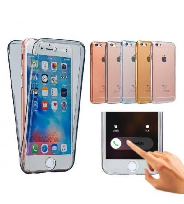 Apple iPhone 8 360 Derece Şeffaf Silikon Kılıf Komple Koruma - Resim 5