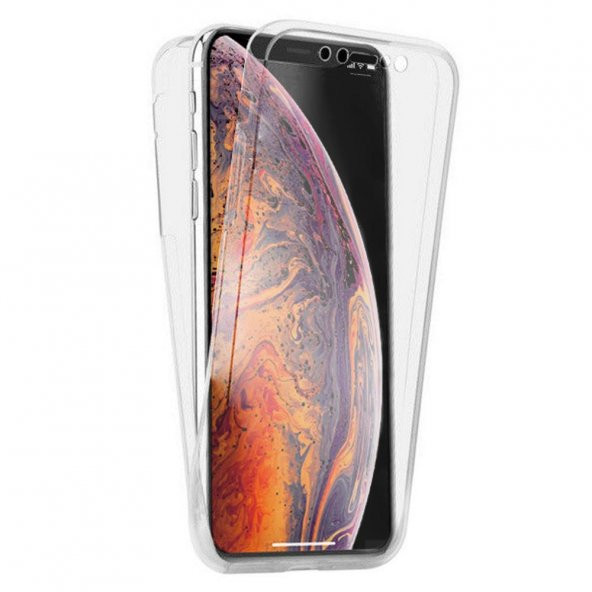 Apple iPhone XS 360 Derece Şeffaf Silikon Kılıf Komple Koruma - 5