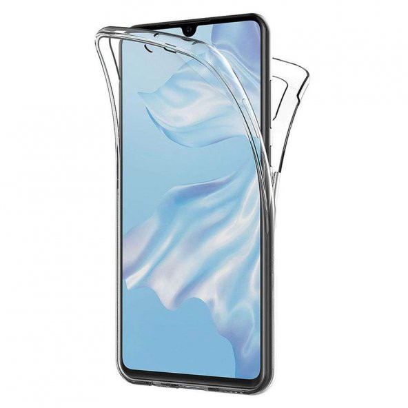 Huawei P30 360 Derece Şeffaf Silikon Kılıf Komple Koruma
