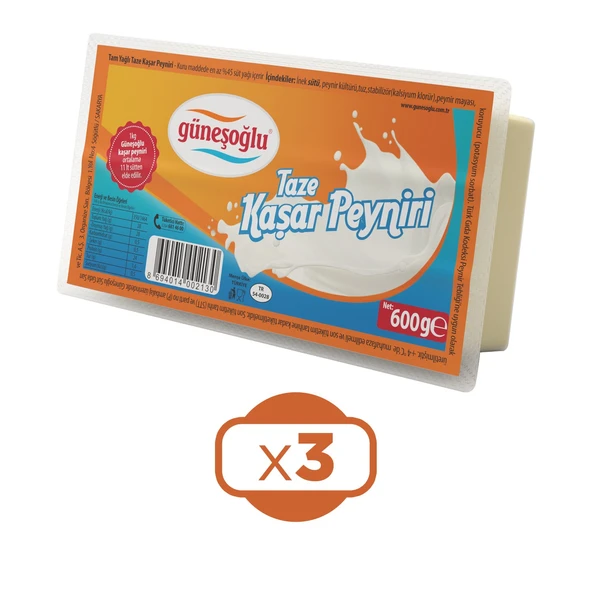 Güneşoğlu Kaşar Peyniri 600 gr x 3 Adet - 2