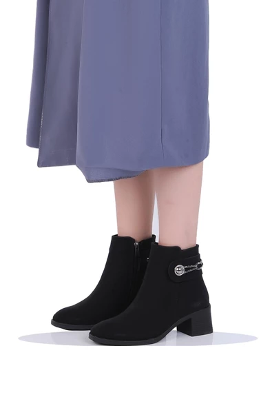 Mp 242-228Zn Siyah Kadın 6Cm Topuklu Bot - Resim 2