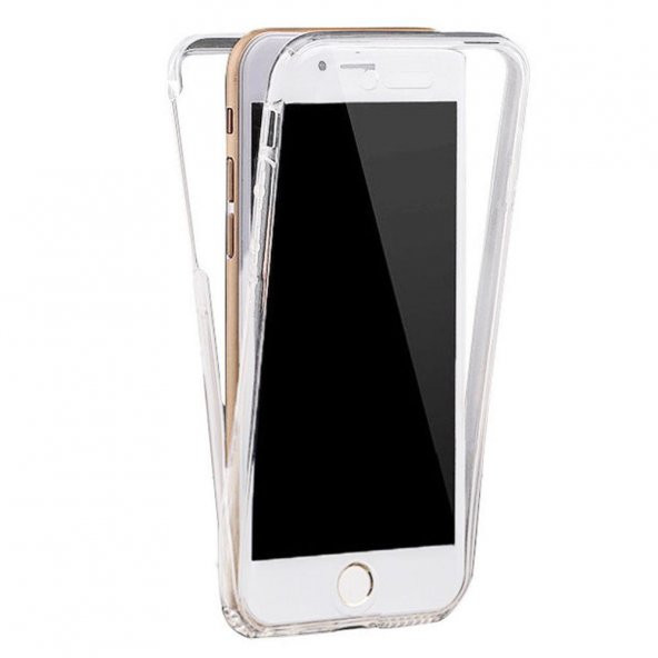 Apple iPhone 6s Plus 360 Derece Şeffaf Silikon Kılıf Komple Koruma