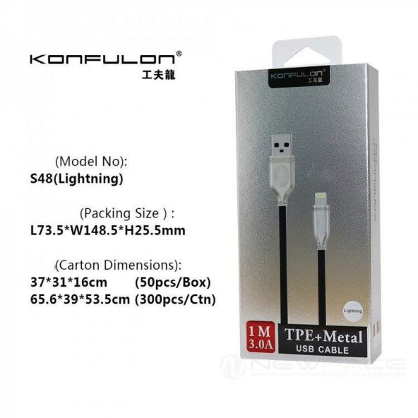 Konfulon S48 Apple iPhone iPad İpod Şarj Veri Aktarım USB Kablo - 6