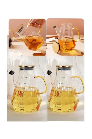 Kapris 2'li Cam Borosilikat Yağlık Sirkelik 900ml 009