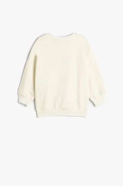 Koton Kız Bebek Sweatshirt Uzun Kollu Bisiklet Yaka Baskı Detaylı Şardonlu Pamuklu - 2
