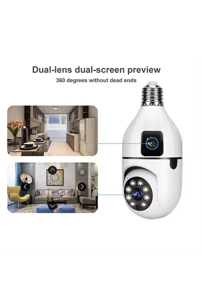 Raynox RX-TYS202 Çift kameralı ampule takılabilir Kablosuz uzaktan izleme Wifi Güvenlik Kamerası - 4