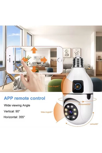 Raynox RX-TYS202 Çift kameralı ampule takılabilir Kablosuz uzaktan izleme Wifi Güvenlik Kamerası - 3