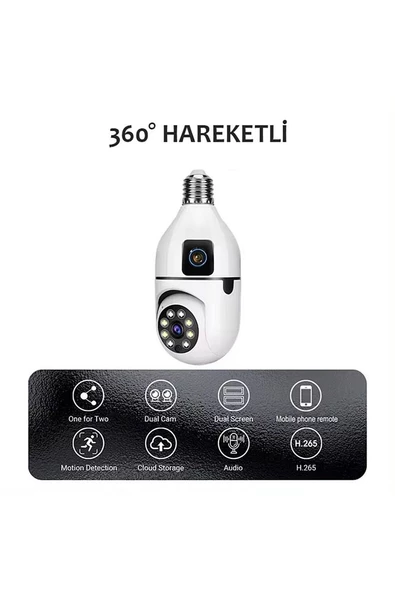 Raynox RX-TYS202 Çift kameralı ampule takılabilir Kablosuz uzaktan izleme Wifi Güvenlik Kamerası - 2