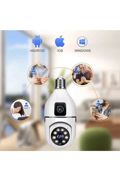 Raynox RX-TYS202 Çift kameralı ampule takılabilir Kablosuz uzaktan izleme Wifi Güvenlik Kamerası - 5