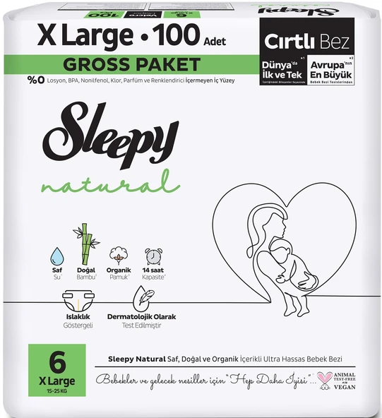 Sleepy Bebek Bezi Natural Beden:6 (15-25KG) Extra Large 100 Adet Gross Pk