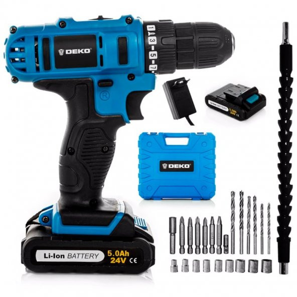 Deko 24 V 5 Ah Lithium (Çift Akülü) Şarjlı Vidalama Matkap ++ Set - 2