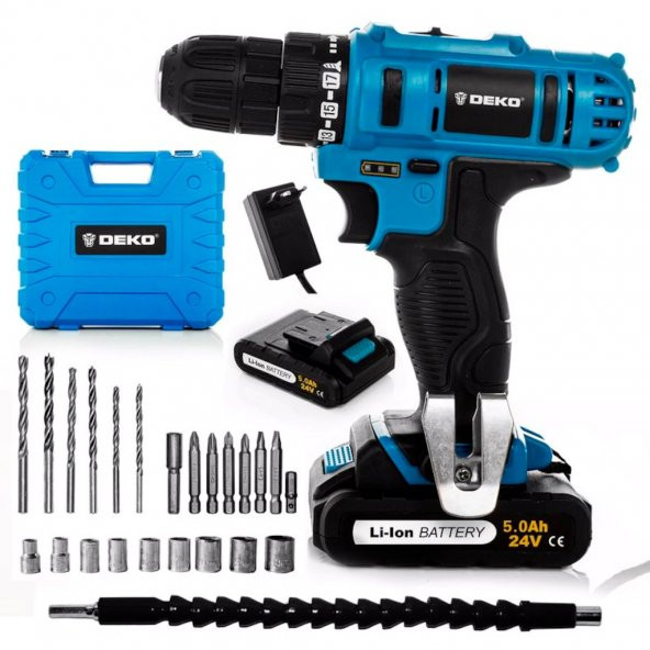 Deko 24 V 5 Ah Lithium (Çift Akülü) Şarjlı Vidalama Matkap ++ Set - 3
