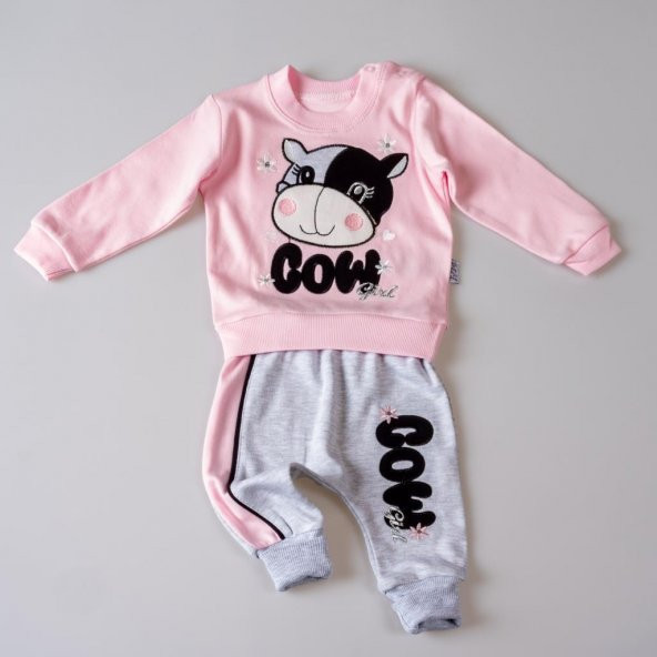 Kız Bebek Sevimli İnek, Cow Baskılı 2li Takım 6451 - 2