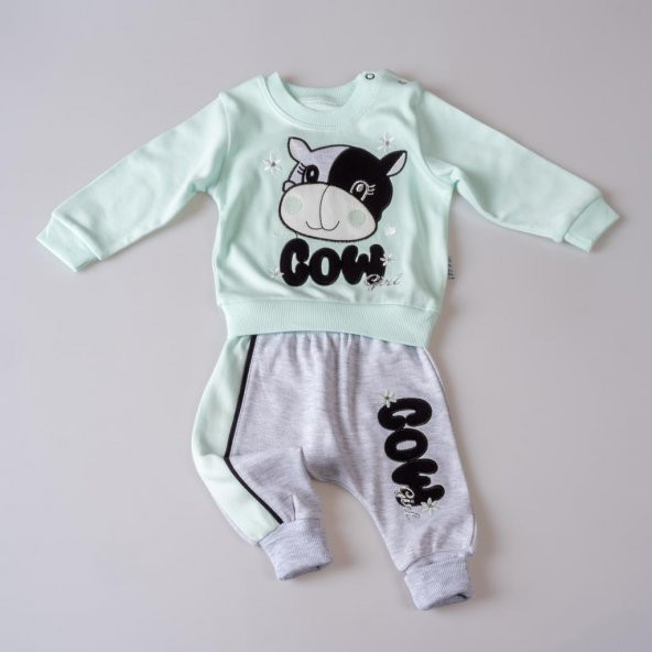 Kız Bebek Sevimli İnek, Cow Baskılı 2li Takım 6451 - 6
