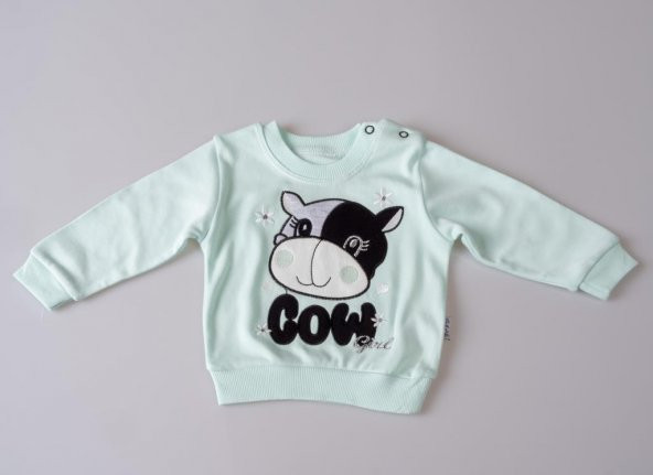 Kız Bebek Sevimli İnek, Cow Baskılı 2li Takım 6451 - 8