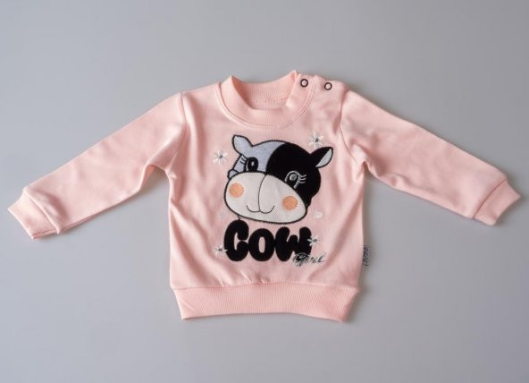 Kız Bebek Sevimli İnek, Cow Baskılı 2li Takım 6451 - 12