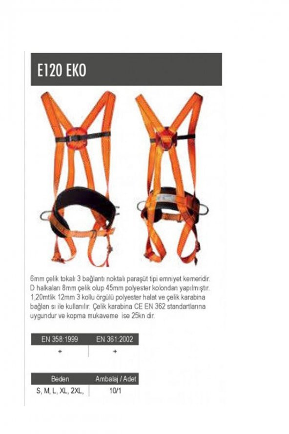 Eks E -120- Ee Ekonumik Paraşüt Tip Emniyet Kemeri - Resim 7