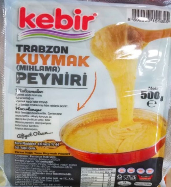 Kebir Kuymak Peyniri 500 G + Kebir Tereyağı 400 G + Mısır Unu 1 KG - Resim 2