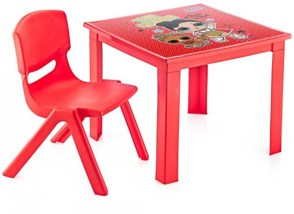 LoL Çocuk Masa Sandalye Takımı Kırmızı H40 1-3 Yaş İçin - Resim 2