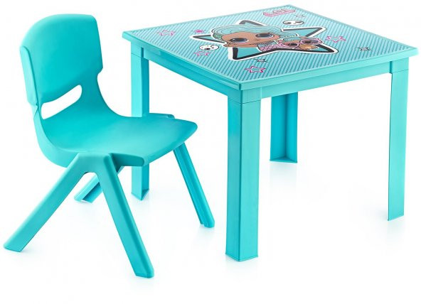 LoL Çocuk Masa Sandalye Takımı Mavi H40 1-3 Yaş İçin