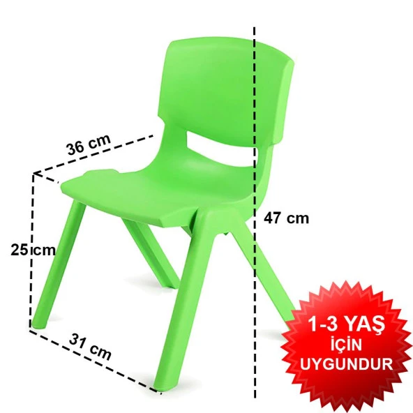 Çocuk Masa Sandalye Takımı Yeşil Alfabe 1-3 Yaş İçin - Resim 6