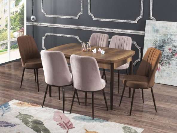 MyMassa Elit Trend Barok Mutfak Masası ve Gold Sandalye Takımı