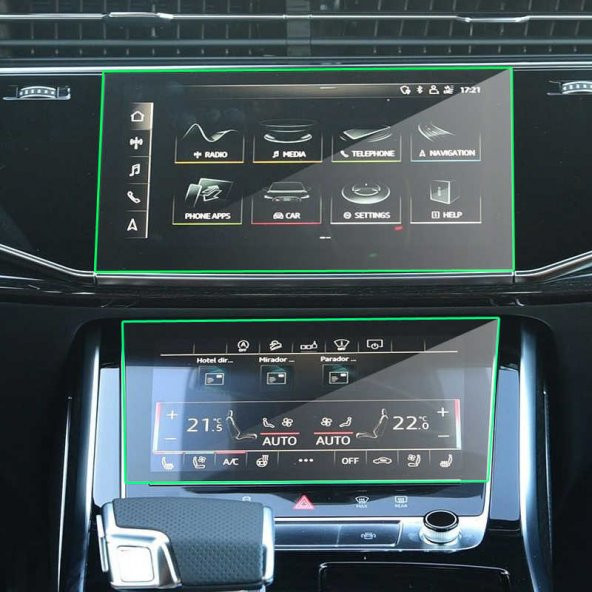 Audi Q7 2018-2020 Çift Ekran Navigasyon Temperli Ekran Koruyucu