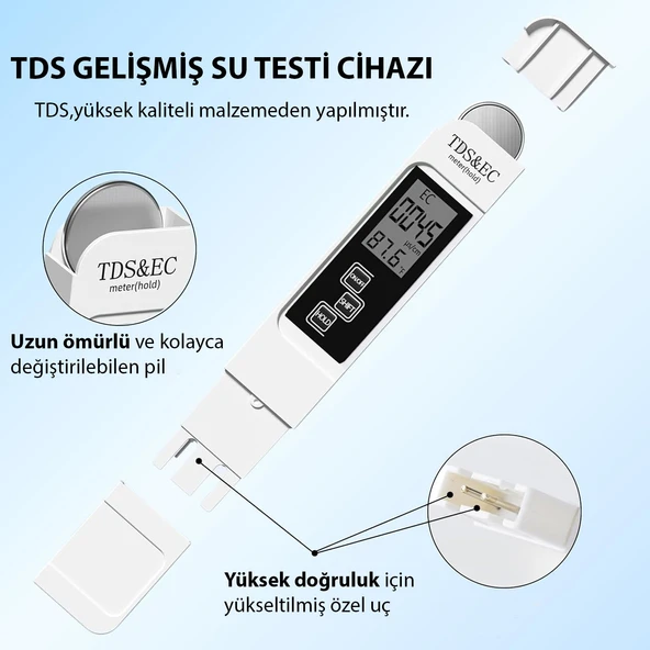 HyMark 3in1 Dijital TDS Su Kalitesi Değeri Sıcaklık Ölçüm Cihazı - 5