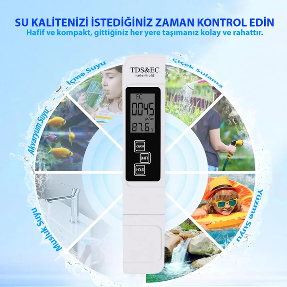 HyMark 3in1 Dijital TDS Su Kalitesi Değeri Sıcaklık Ölçüm Cihazı - 4