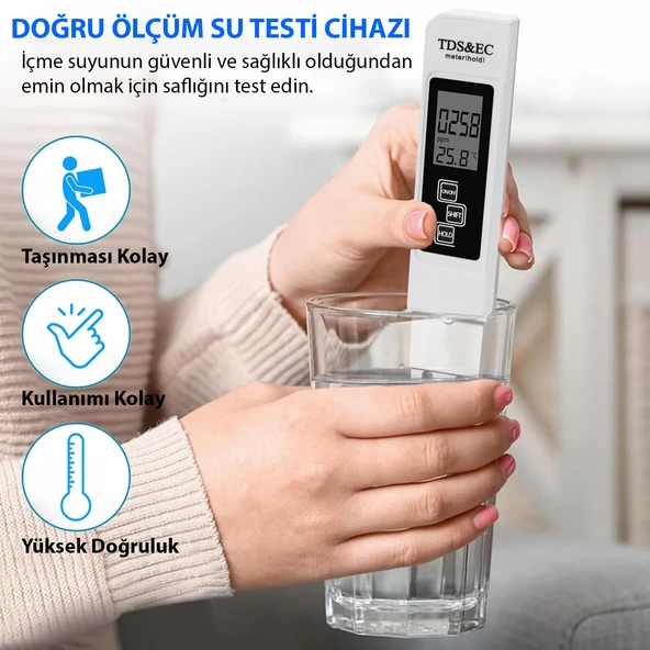 HyMark 3in1 Dijital TDS Su Kalitesi Değeri Sıcaklık Ölçüm Cihazı - 2