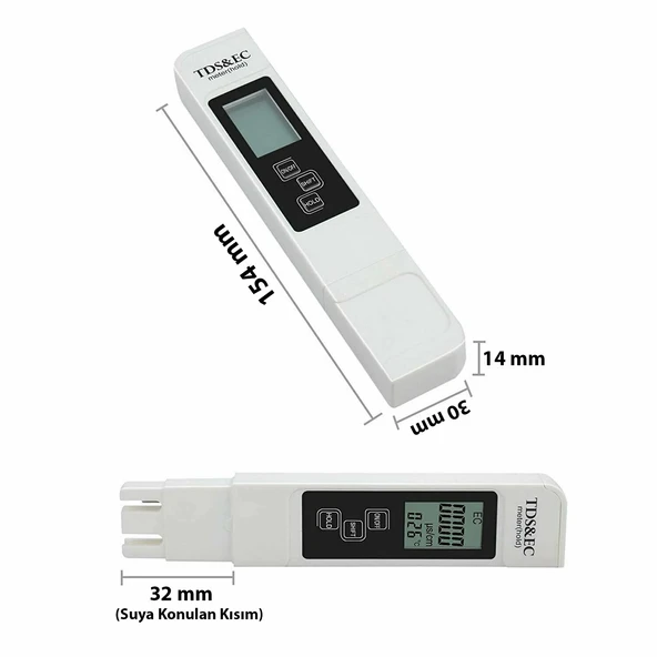 HyMark 3in1 Dijital TDS Su Kalitesi Değeri Sıcaklık Ölçüm Cihazı - 7
