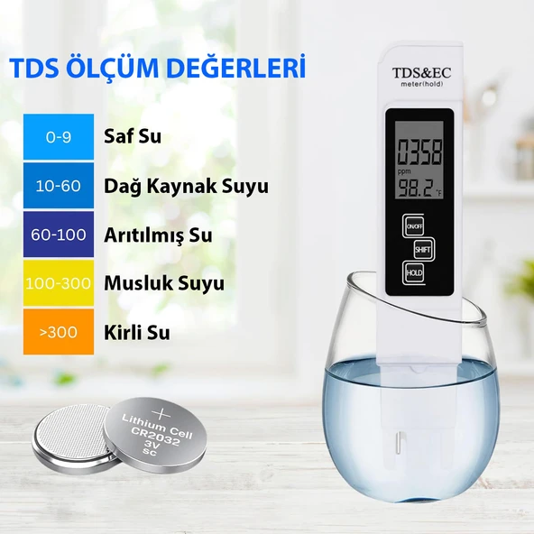 HyMark 3in1 Dijital TDS Su Kalitesi Değeri Sıcaklık Ölçüm Cihazı - 3
