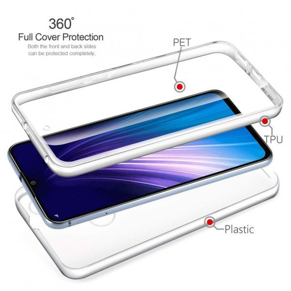 Samsung Galaxy A11 360 Derece Şeffaf Silikon Kılıf Komple Koruma - 5
