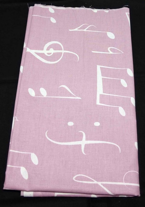 Angel Çanta Aksesuar Müzik Desenli, Pembe Renk, 120X50 Cm, Pamuklu Astarlık Kumaş