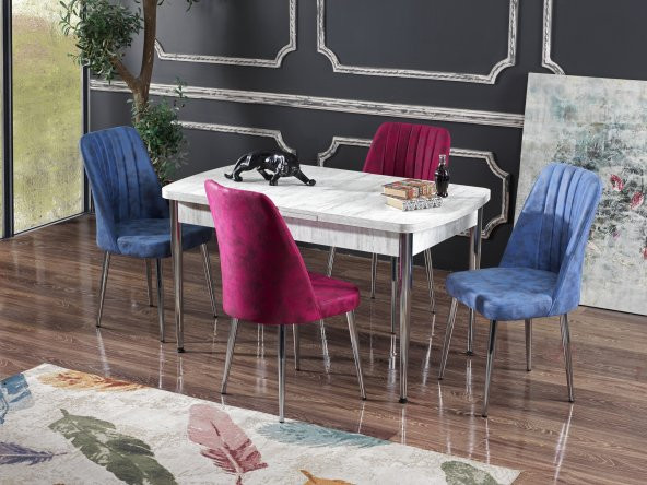 MyMassa Elit Trend Antik Beyaz Mutfak Masası Vento Sandalye Takım