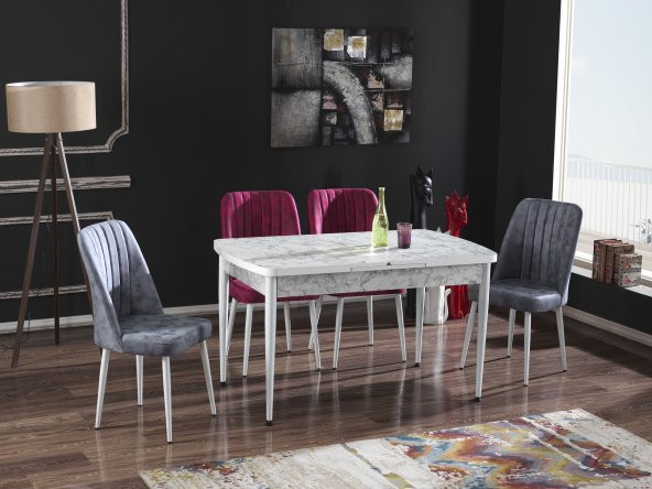 MyMassa Elit Trend Carrara Mutfak Masası ve Vento Sandalye Takımı