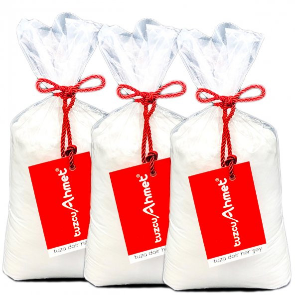 Tuzcu Ahmet 3 Adet 1 kg  Taş Değirmende Öğütülmüş Kristal Kaya Tuzu Kırmızı etiket